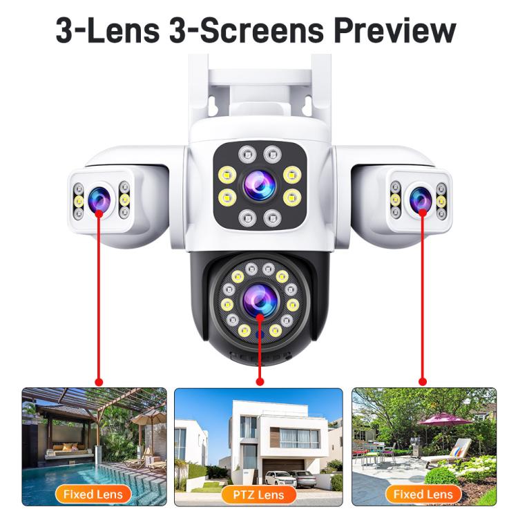 2MP HD 360 Degree Panorama 3 Lens IP66 Waterproof Wireless WiFi Camera, Memory:15 Days Memory Card(EU Plug) - Wireless Camera by buy2fix | Online Shopping UK | buy2fix
