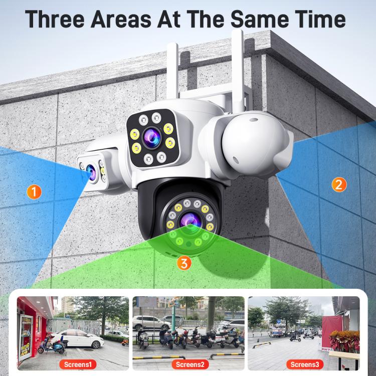2MP HD 360 Degree Panorama 3 Lens IP66 Waterproof Wireless WiFi Camera, Memory:15 Days Memory Card(EU Plug) - Wireless Camera by buy2fix | Online Shopping UK | buy2fix
