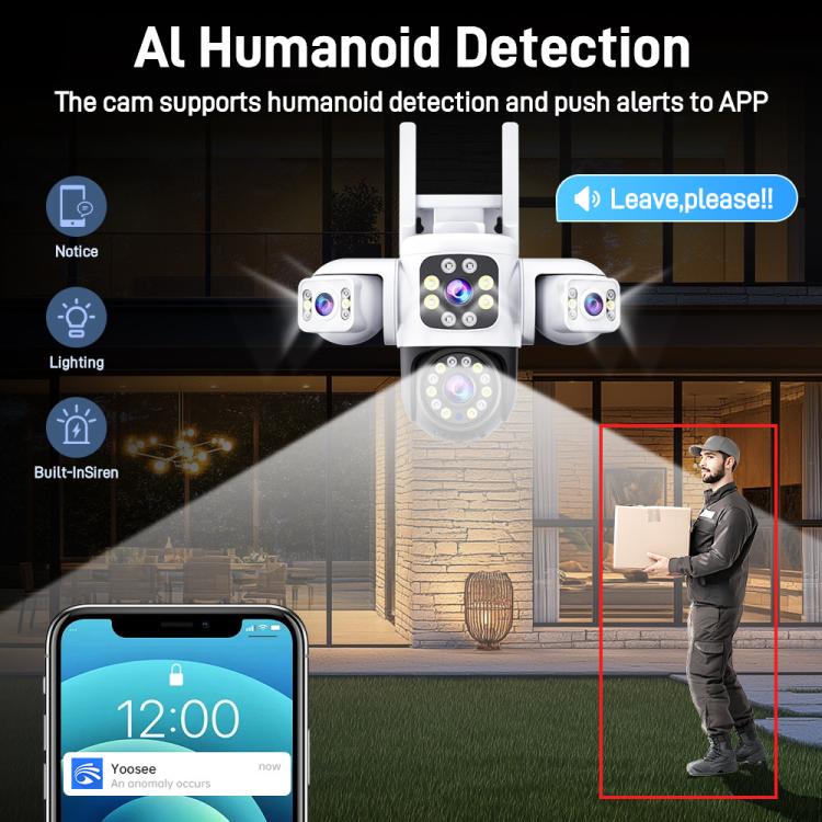 2MP HD 360 Degree Panorama 3 Lens IP66 Waterproof Wireless WiFi Camera, Memory:15 Days Memory Card(US Plug) - Wireless Camera by buy2fix | Online Shopping UK | buy2fix