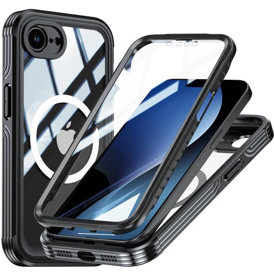 For iPhone 16e RedPepper Tempered Glass MagSafe Phone Case(Black) - iPhone 16e Cases by RedPepper | Online Shopping UK | buy2fix