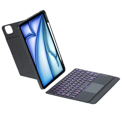 For iPad Air 11 2025 / 2024 / Air 5 / Air 4 Holder Floating Detachable Backlight Keyboard Tablet Leather Case with Touchpad(Black) - For iPad Air by buy2fix | Online Shopping UK | buy2fix