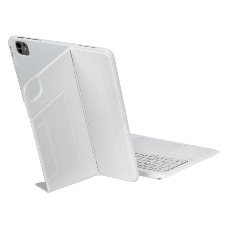 For iPad Air 13 2025 / 2024 / iPad Pro 12.9 Holder Floating Detachable Backlight Keyboard Tablet Leather Case with Touchpad(White) - For iPad Air by buy2fix | Online Shopping UK | buy2fix