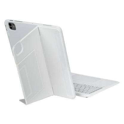 For iPad Air 13 2025 / 2024 / iPad Pro 12.9 Holder Floating Detachable Backlight Keyboard Tablet Leather Case with Touchpad(White) - For iPad Air by buy2fix | Online Shopping UK | buy2fix
