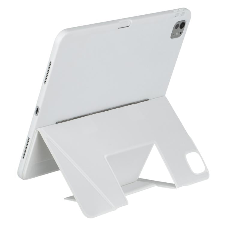 For iPad Air 13 2025 / 2024 / iPad Pro 12.9 Holder Floating Detachable Backlight Keyboard Tablet Leather Case with Touchpad(White) - For iPad Air by buy2fix | Online Shopping UK | buy2fix
