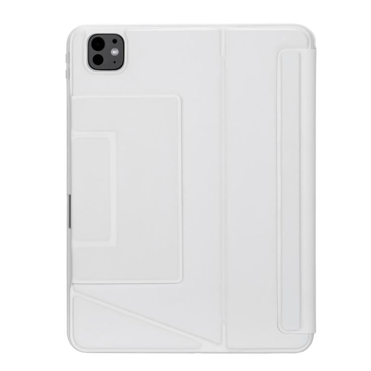 For iPad Pro 11 2024 Holder Floating Detachable Backlight Keyboard Tablet Leather Case with Touchpad(White) - For iPad Pro by buy2fix | Online Shopping UK | buy2fix