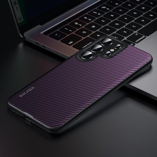 For Samsung Galaxy S25 Ultra 5G SULADA 600D Kevlar Texture PC Shockproof Phone Case(Purple)