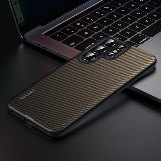 For Samsung Galaxy S25 Ultra 5G SULADA 600D Kevlar Texture PC Shockproof Phone Case(Brown)