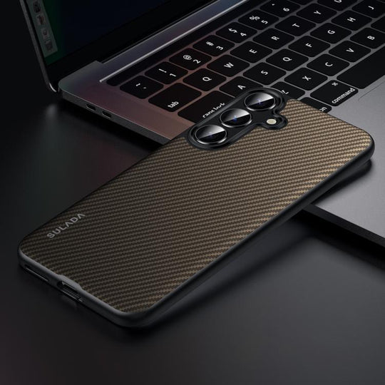 For Samsung Galaxy S25 5G SULADA 600D Kevlar Texture PC Shockproof Phone Case(Brown)