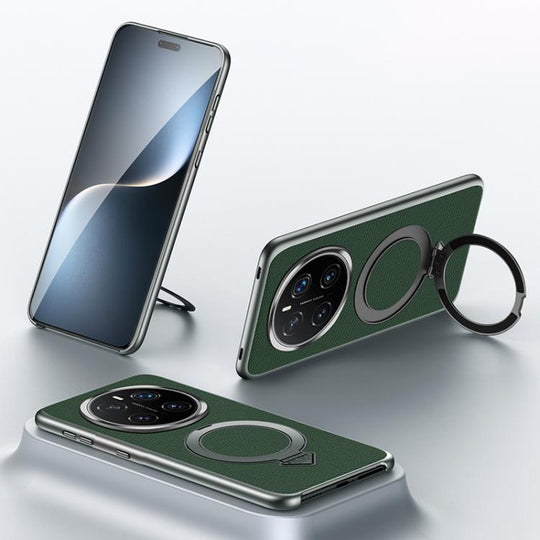 For Honor Magic7 Pro SULADA Top Grain Leather MagSafe Magnetic Holder Phone Case(Green)