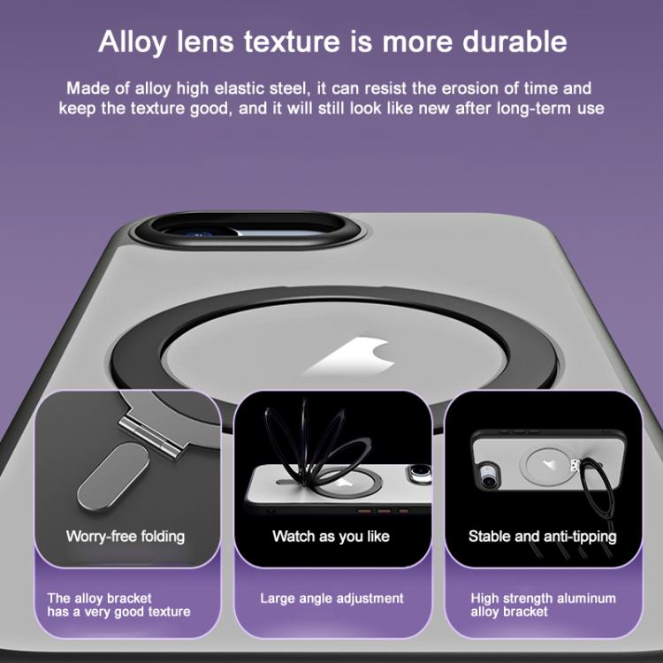 For iPhone 16e Airbag MagSafe Shockproof Frosted Phone Case with Fold Holder(Black) - iPhone 16e Cases by buy2fix | Online Shopping UK | buy2fix