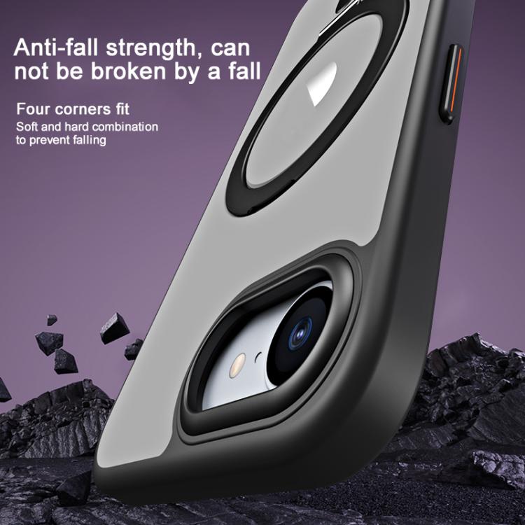 For iPhone 16e Airbag MagSafe Shockproof Frosted Phone Case with Fold Holder(Blue) - iPhone 16e Cases by buy2fix | Online Shopping UK | buy2fix