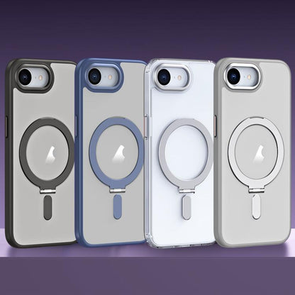 For iPhone 16e Airbag MagSafe Shockproof Frosted Phone Case with Fold Holder(Silver) - iPhone 16e Cases by buy2fix | Online Shopping UK | buy2fix