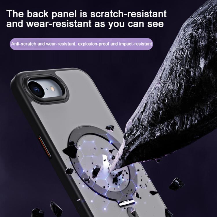 For iPhone 16e Airbag MagSafe Shockproof Frosted Phone Case with Fold Holder(Silver) - iPhone 16e Cases by buy2fix | Online Shopping UK | buy2fix
