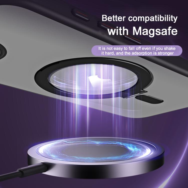 For iPhone 16e Airbag MagSafe Shockproof Frosted Phone Case with Fold Holder(Silver) - iPhone 16e Cases by buy2fix | Online Shopping UK | buy2fix