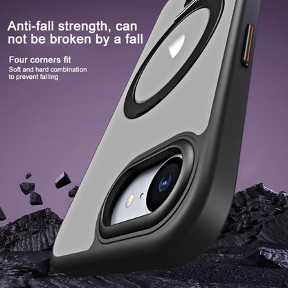 For iPhone 16e Airbag MagSafe Shockproof Frosted Phone Case with Fold Holder(Silver) - iPhone 16e Cases by buy2fix | Online Shopping UK | buy2fix