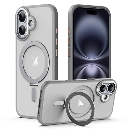For iPhone 17 Airbag MagSafe Shockproof Frosted Phone Case with Fold Holder(Grey) - iPhone 17 Cases by buy2fix | Online Shopping UK | buy2fix