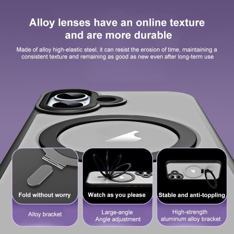 For iPhone 17 Airbag MagSafe Shockproof Frosted Phone Case with Fold Holder(Grey) - iPhone 17 Cases by buy2fix | Online Shopping UK | buy2fix