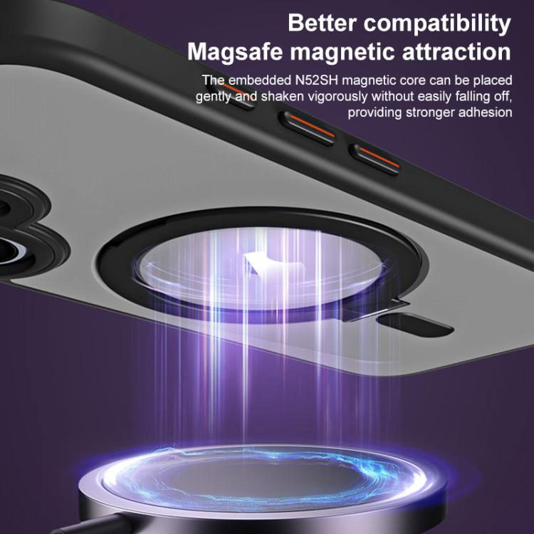 For iPhone 17 Airbag MagSafe Shockproof Frosted Phone Case with Fold Holder(Grey) - iPhone 17 Cases by buy2fix | Online Shopping UK | buy2fix