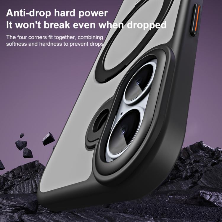 For iPhone 17 Airbag MagSafe Shockproof Frosted Phone Case with Fold Holder(Grey) - iPhone 17 Cases by buy2fix | Online Shopping UK | buy2fix