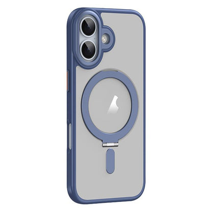 For iPhone 17 Airbag MagSafe Shockproof Frosted Phone Case with Fold Holder(Blue) - iPhone 17 Cases by buy2fix | Online Shopping UK | buy2fix