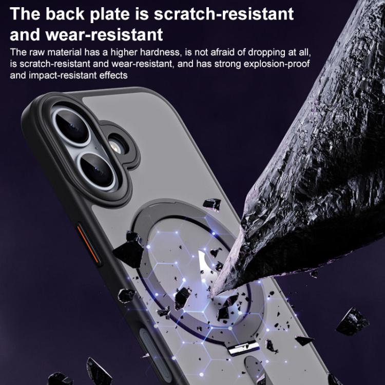 For iPhone 17 Airbag MagSafe Shockproof Frosted Phone Case with Fold Holder(Blue) - iPhone 17 Cases by buy2fix | Online Shopping UK | buy2fix