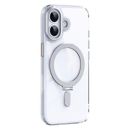 For iPhone 17 Airbag MagSafe Shockproof Frosted Phone Case with Fold Holder(Silver) - iPhone 17 Cases by buy2fix | Online Shopping UK | buy2fix