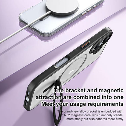 For iPhone 17 Airbag MagSafe Shockproof Frosted Phone Case with Fold Holder(Silver) - iPhone 17 Cases by buy2fix | Online Shopping UK | buy2fix