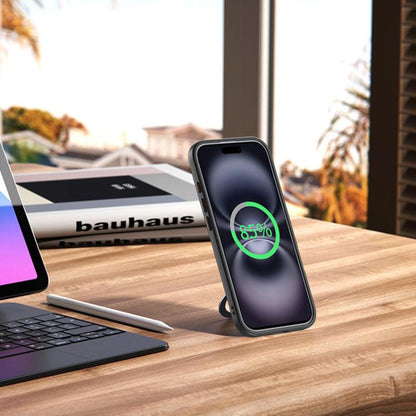 For iPhone 17 Airbag MagSafe Shockproof Frosted Phone Case with Fold Holder(Silver) - iPhone 17 Cases by buy2fix | Online Shopping UK | buy2fix