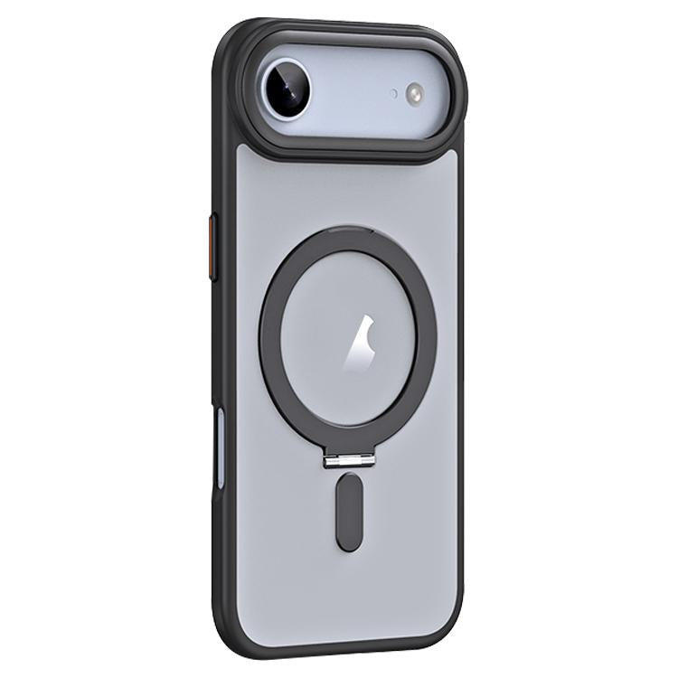 For iPhone Air Airbag MagSafe Shockproof Frosted Phone Case with Fold Holder(Black) - iPhone Air Cases by buy2fix | Online Shopping UK | buy2fix