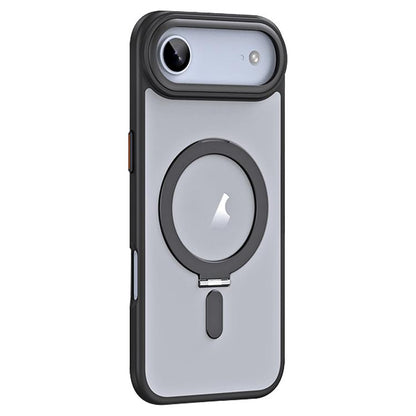 For iPhone Air Airbag MagSafe Shockproof Frosted Phone Case with Fold Holder(Black) - iPhone Air Cases by buy2fix | Online Shopping UK | buy2fix