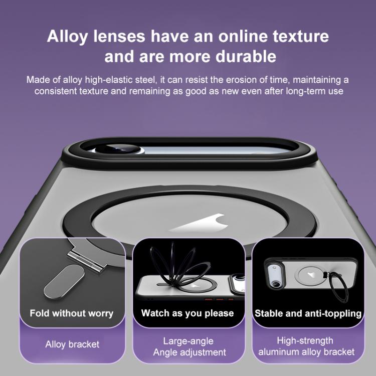 For iPhone Air Airbag MagSafe Shockproof Frosted Phone Case with Fold Holder(Black) - iPhone Air Cases by buy2fix | Online Shopping UK | buy2fix