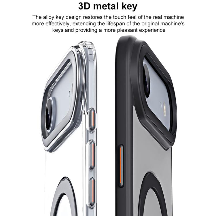 For iPhone Air Airbag MagSafe Shockproof Frosted Phone Case with Fold Holder(Black) - iPhone Air Cases by buy2fix | Online Shopping UK | buy2fix