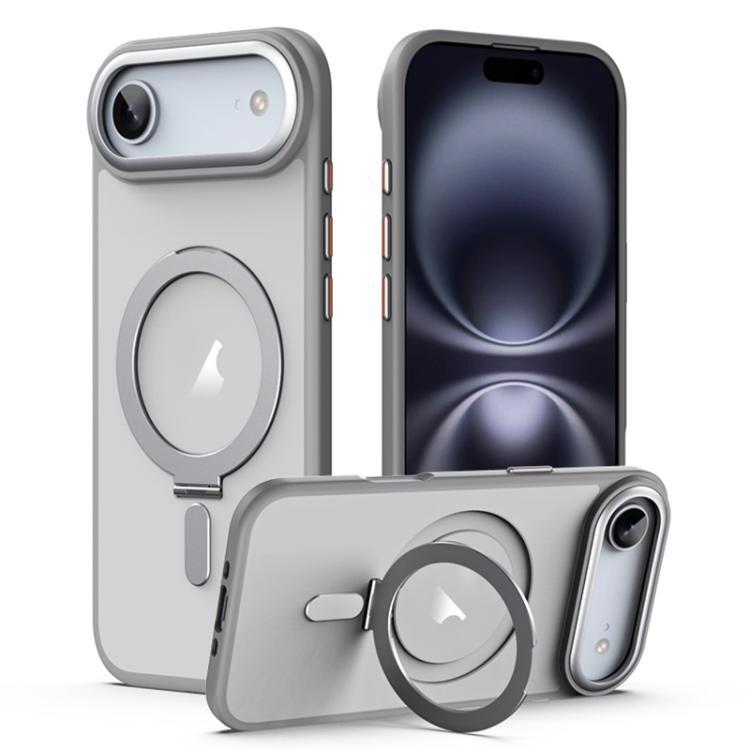 For iPhone Air Airbag MagSafe Shockproof Frosted Phone Case with Fold Holder(Grey) - iPhone Air Cases by buy2fix | Online Shopping UK | buy2fix