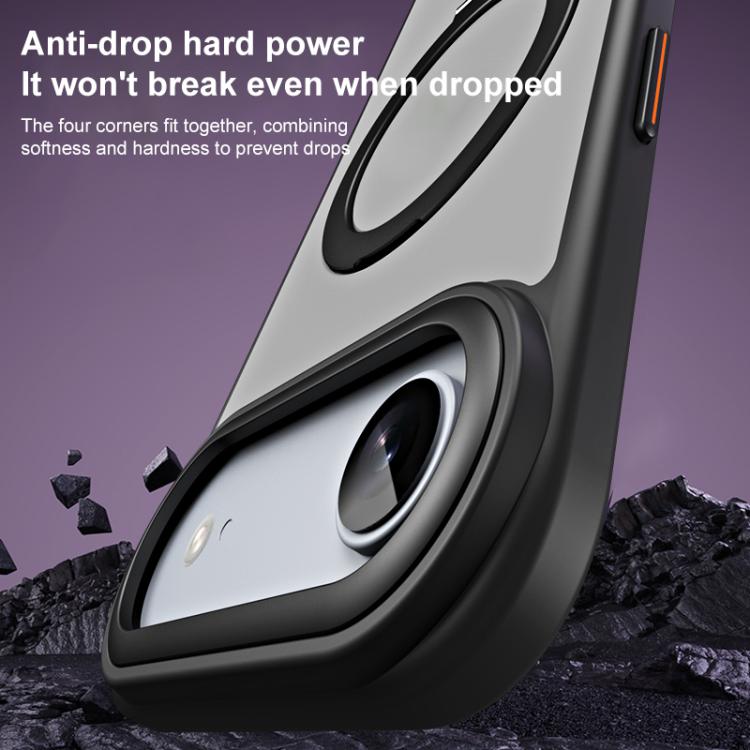 For iPhone Air Airbag MagSafe Shockproof Frosted Phone Case with Fold Holder(Grey) - iPhone Air Cases by buy2fix | Online Shopping UK | buy2fix