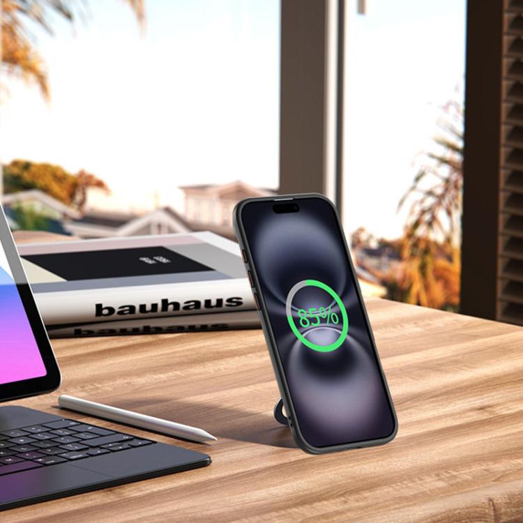 For iPhone Air Airbag MagSafe Shockproof Frosted Phone Case with Fold Holder(Grey) - iPhone Air Cases by buy2fix | Online Shopping UK | buy2fix