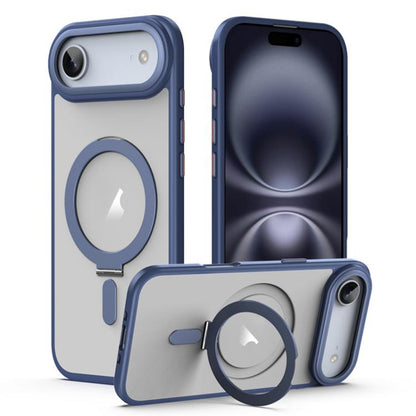 For iPhone Air Airbag MagSafe Shockproof Frosted Phone Case with Fold Holder(Blue) - iPhone Air Cases by buy2fix | Online Shopping UK | buy2fix