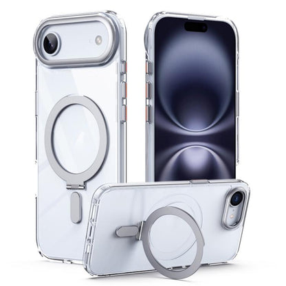 For iPhone Air Airbag MagSafe Shockproof Frosted Phone Case with Fold Holder(Silver) - iPhone Air Cases by buy2fix | Online Shopping UK | buy2fix
