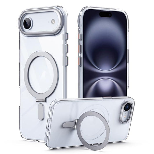 For iPhone Air Airbag MagSafe Shockproof Frosted Phone Case with Fold Holder(Silver) - iPhone Air Cases by buy2fix | Online Shopping UK | buy2fix
