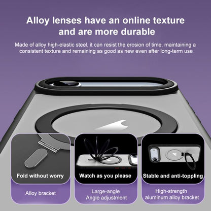 For iPhone Air Airbag MagSafe Shockproof Frosted Phone Case with Fold Holder(Silver) - iPhone Air Cases by buy2fix | Online Shopping UK | buy2fix