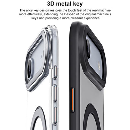 For iPhone Air Airbag MagSafe Shockproof Frosted Phone Case with Fold Holder(Silver) - iPhone Air Cases by buy2fix | Online Shopping UK | buy2fix