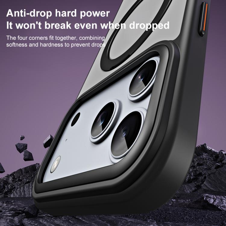 For iPhone 17 Pro Airbag MagSafe Shockproof Frosted Phone Case with Fold Holder(Black) - iPhone 17 Pro Cases by buy2fix | Online Shopping UK | buy2fix