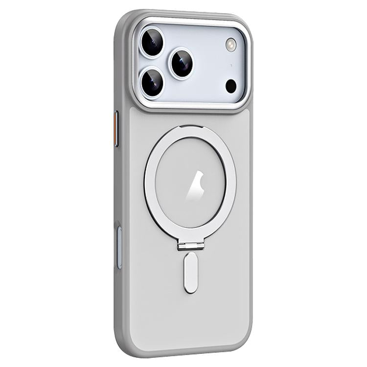 For iPhone 17 Pro Airbag MagSafe Shockproof Frosted Phone Case with Fold Holder(Grey) - iPhone 17 Pro Cases by buy2fix | Online Shopping UK | buy2fix