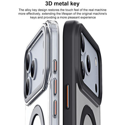 For iPhone 17 Pro Airbag MagSafe Shockproof Frosted Phone Case with Fold Holder(Grey) - iPhone 17 Pro Cases by buy2fix | Online Shopping UK | buy2fix