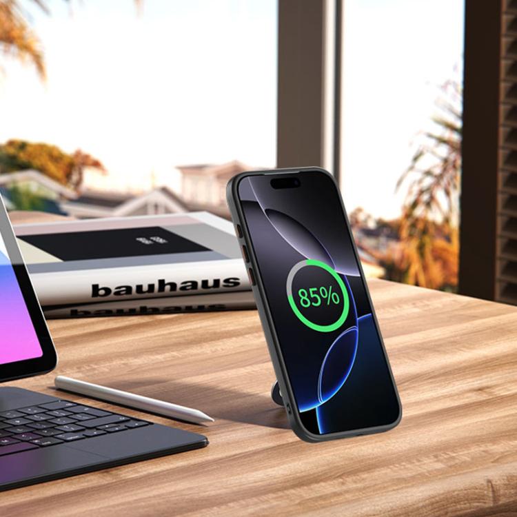 For iPhone 17 Pro Airbag MagSafe Shockproof Frosted Phone Case with Fold Holder(Silver) - iPhone 17 Pro Cases by buy2fix | Online Shopping UK | buy2fix