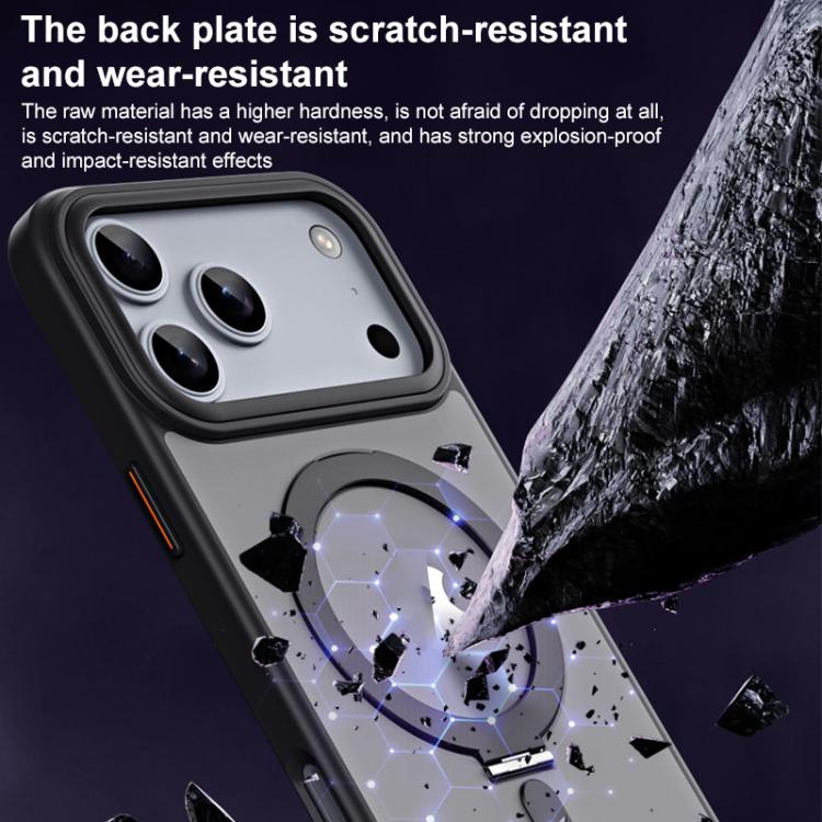 For iPhone 17 Pro Max Airbag MagSafe Shockproof Frosted Phone Case with Fold Holder(Grey) - iPhone 17 Pro Max Cases by buy2fix | Online Shopping UK | buy2fix