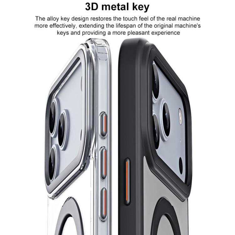 For iPhone 17 Pro Max Airbag MagSafe Shockproof Frosted Phone Case with Fold Holder(Grey) - iPhone 17 Pro Max Cases by buy2fix | Online Shopping UK | buy2fix