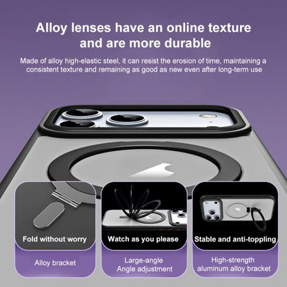 For iPhone 17 Pro Max Airbag MagSafe Shockproof Frosted Phone Case with Fold Holder(Silver) - iPhone 17 Pro Max Cases by buy2fix | Online Shopping UK | buy2fix