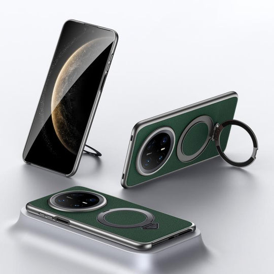 For Huawei Mate 70 Pro / Mate 70 Pro+ SULADA Top Grain Leather MagSafe Magnetic Holder Phone Case(Green)