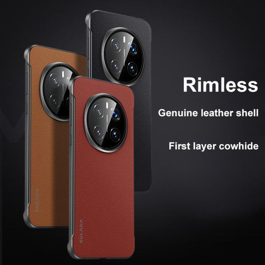For Honor Magic7 Pro SULADA Frameless Top Layer Cowhide Leather Hybrid PC Phone Case(Red) - Honor Cases by SULADA | Online Shopping UK | buy2fix