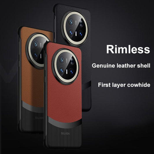 For Huawei Mate 70 Pro / Mate 70 Pro+ SULADA Frameless Top Layer Cowhide Leather Hybrid PC Phone Case(Brown) - Huawei Cases by SULADA | Online Shopping UK | buy2fix